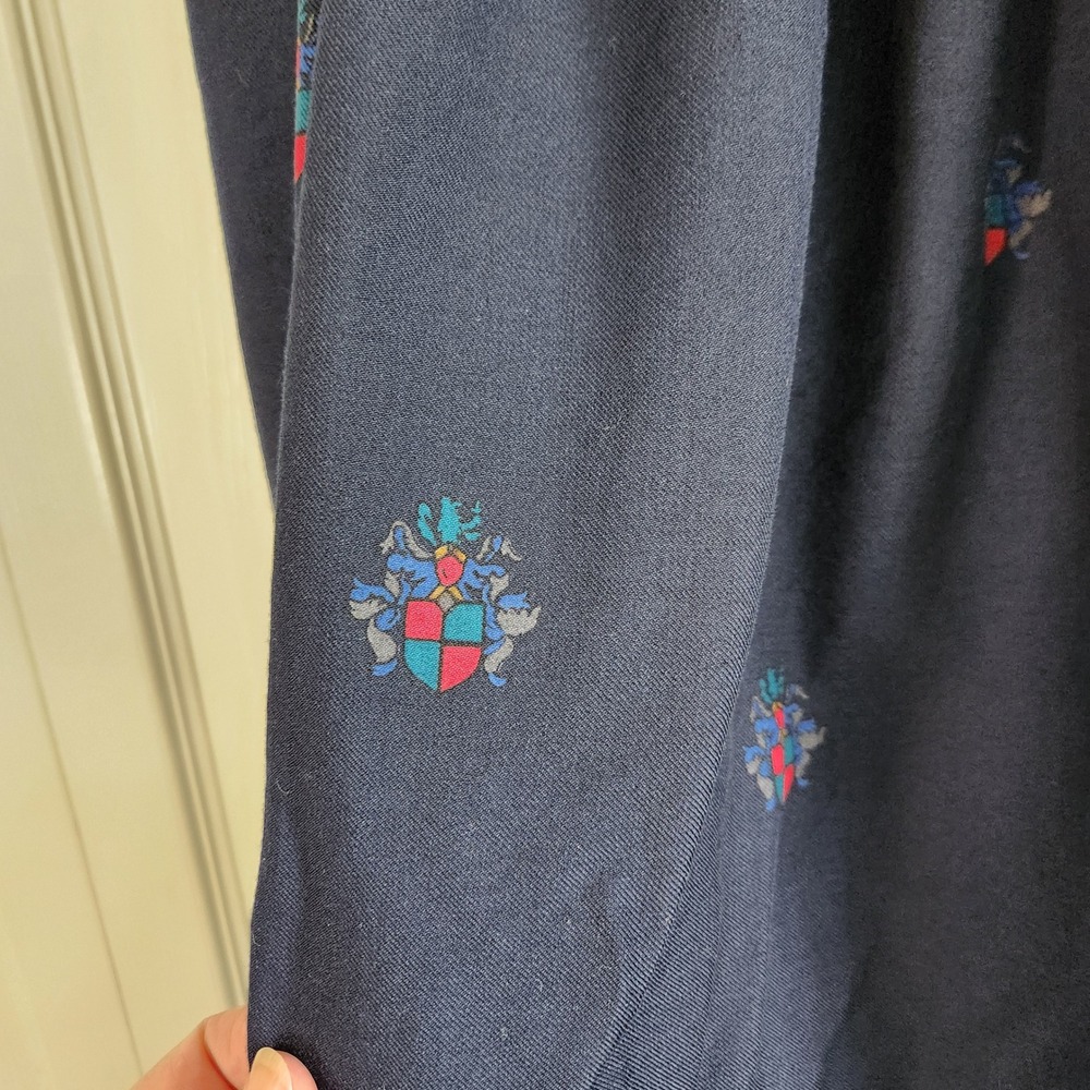 Vintage Navy Heraldic Crest Border Print Pleated Maxi Skirt Made in USA Size 16 - Picture 4 of 9